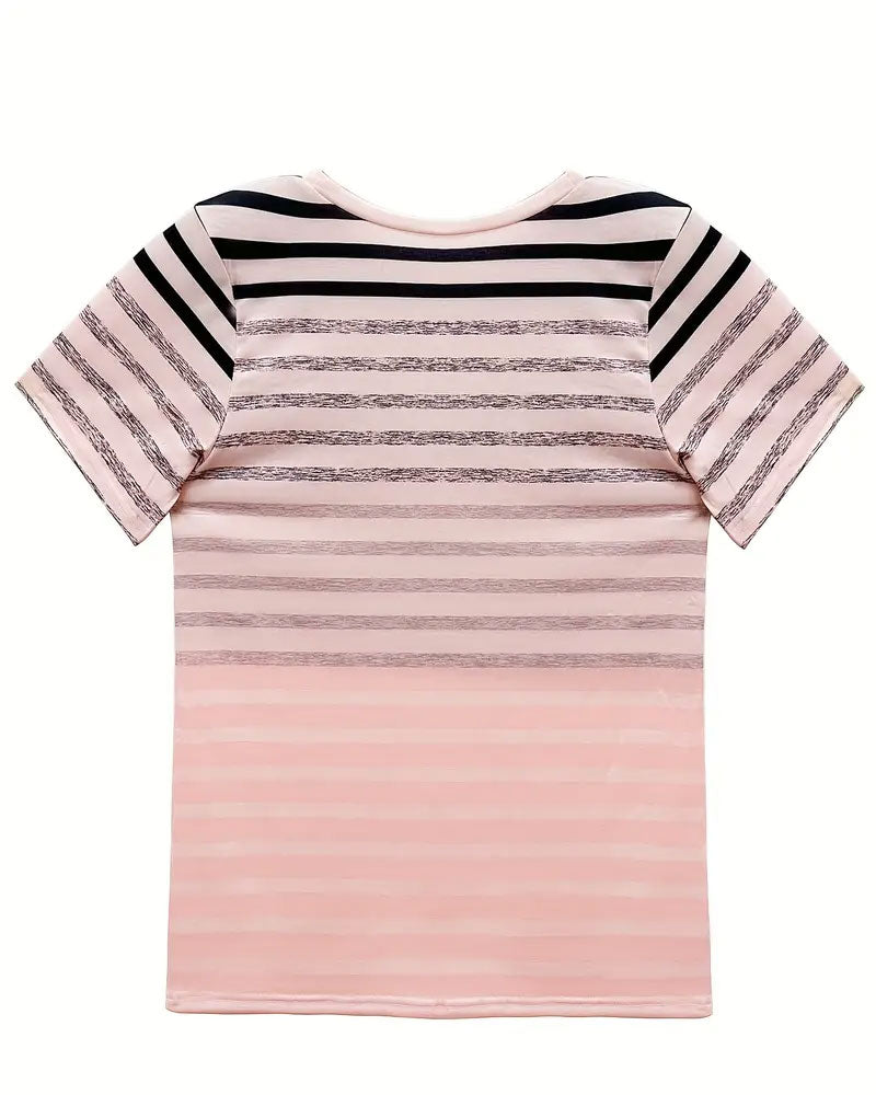Kellie - T-Shirt Round Neck Short Sleeve Striped