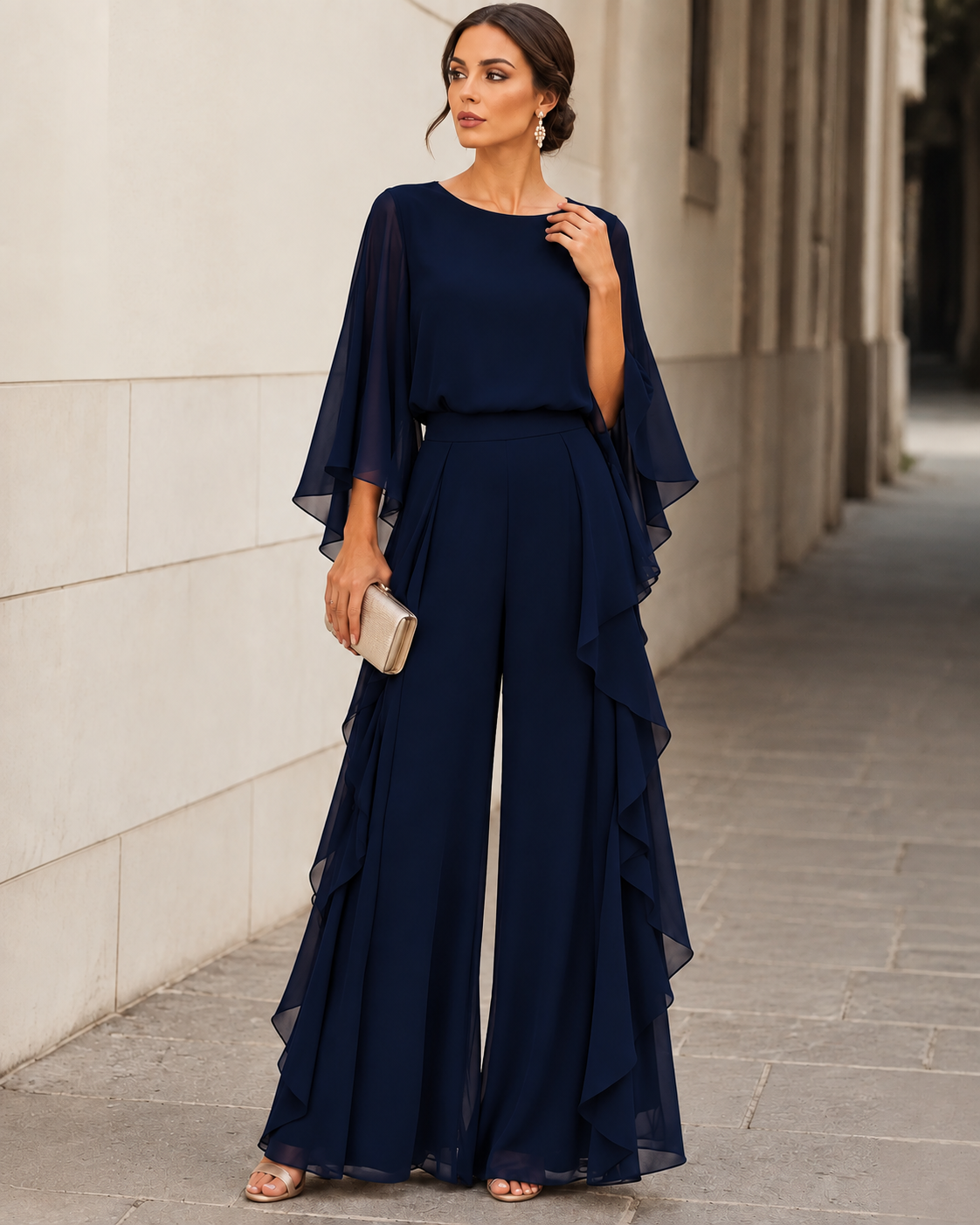 Viviana™ | Cape-Sleeve Chiffon Two-Piece Set