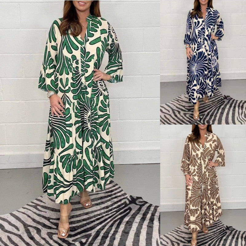 Noémie Elegance – Loose-fitting nature print dress in flowing viscose