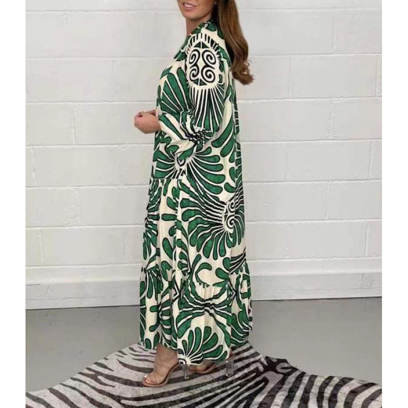 Noémie Elegance – Loose-fitting nature print dress in flowing viscose