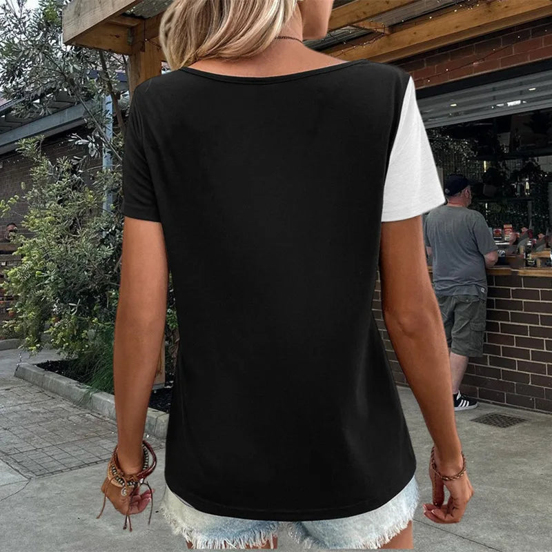 Mila | Classic Button-Up Asymmetrical T-Shirt