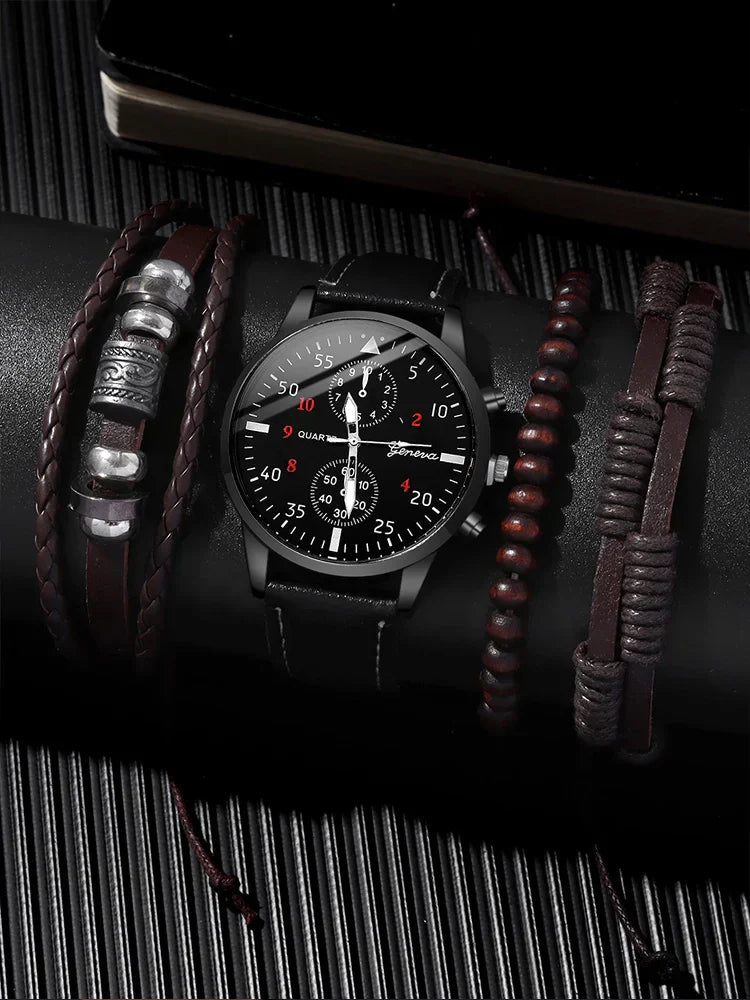 4-Piece Set with Fashion Watch and Bracelets
