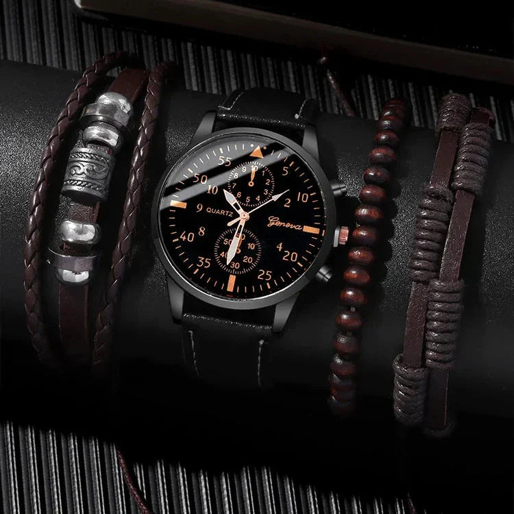 4-Piece Set with Fashion Watch and Bracelets