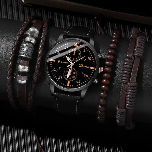 4-Piece Set with Fashion Watch and Bracelets