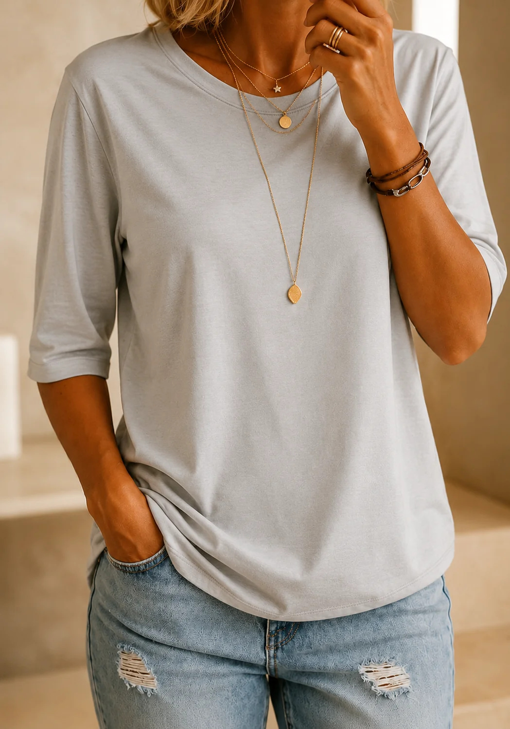 Helen™ | Relaxed Everyday Half-Sleeve Tee