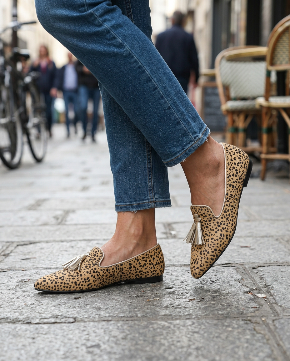 Diane™ | Cheetah Print Loafers with Gold Tassels