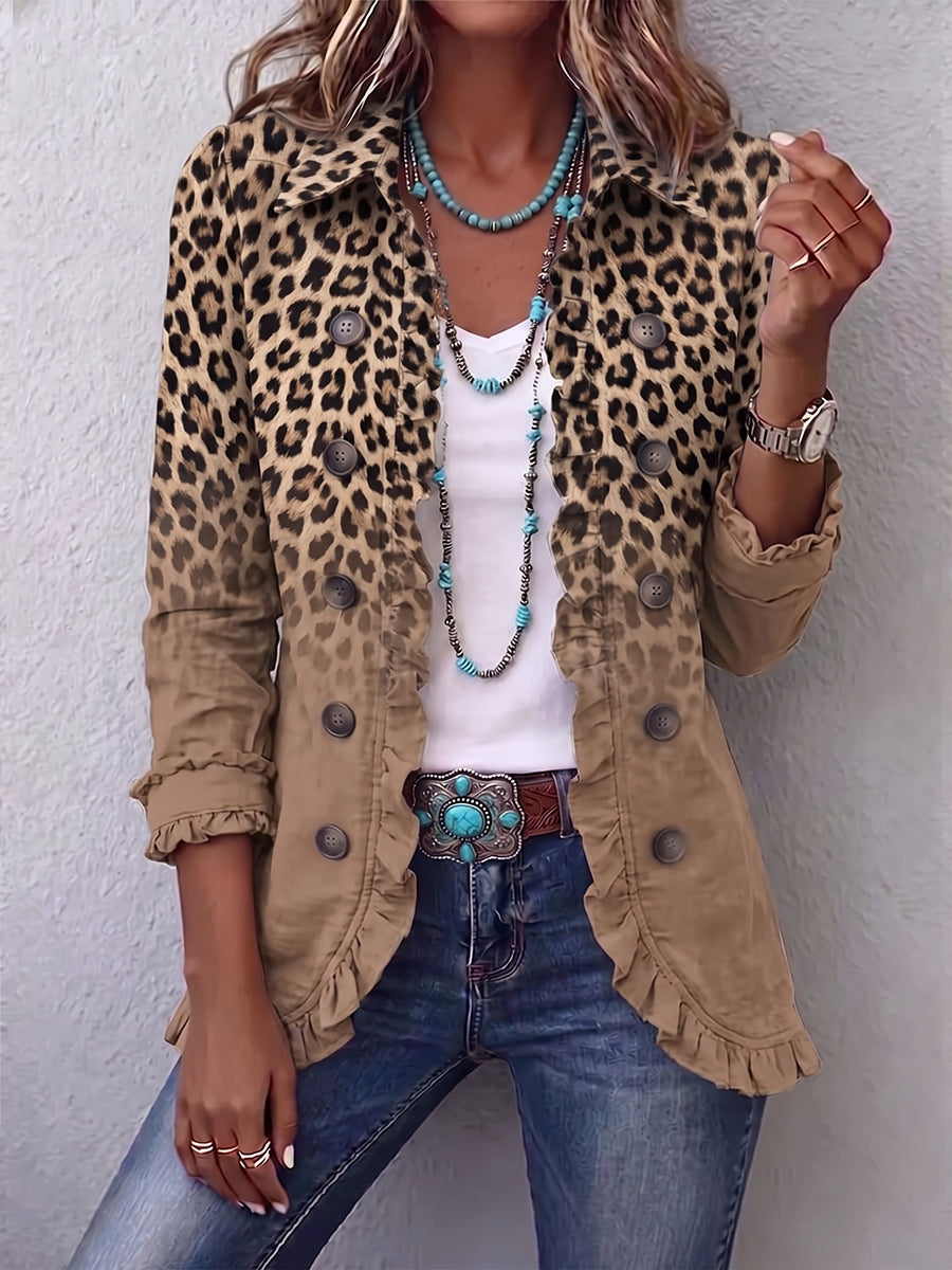 Savannah™ | Ombre Leopard Print Ruffle Jacket
