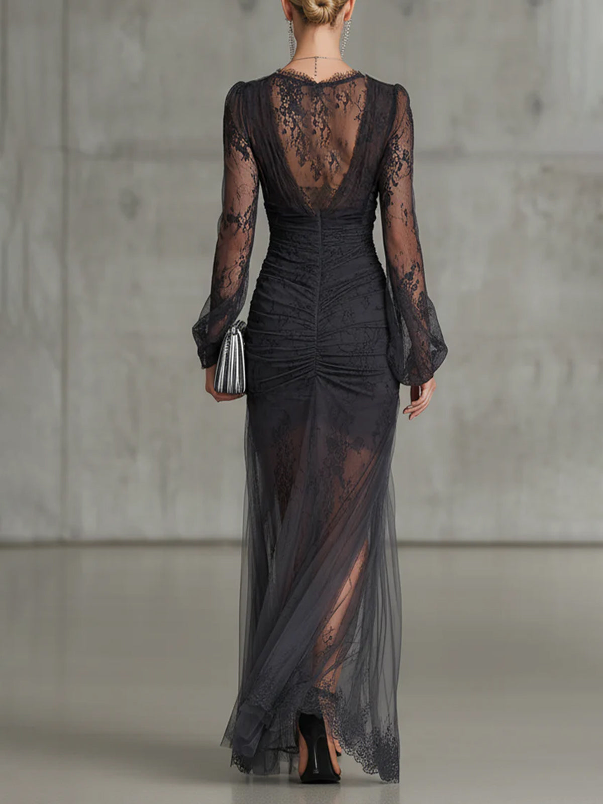 Valerie™ | Elegant Black Maxi Dress with Deep V-Neck & Side Slit