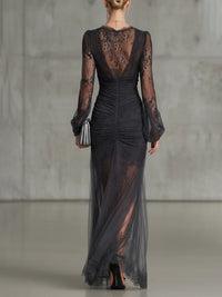 Valerie™ | Elegant Black Maxi Dress with Deep V-Neck & Side Slit