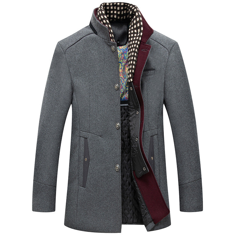 Emilio | Men's Winter Wool Blend Coat with Removable Scarf