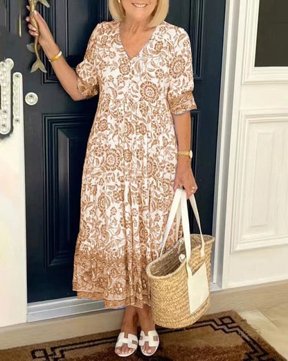 Violet | Graceful V-Neck Floral Dress