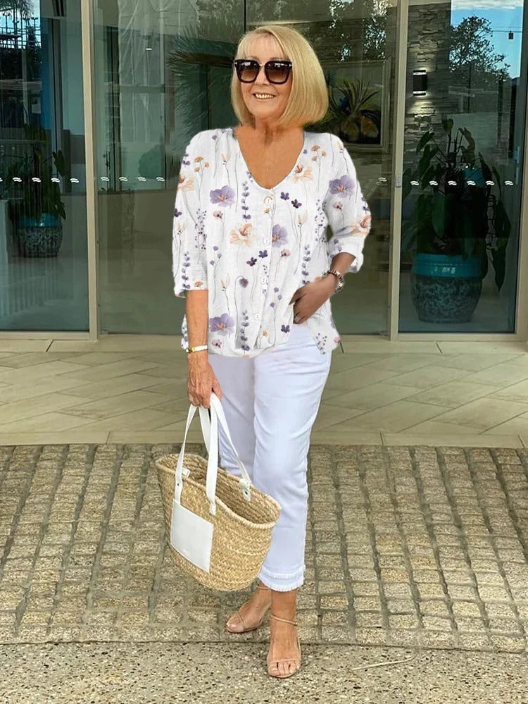 Elodie – Floral Blouse With Soft Drape