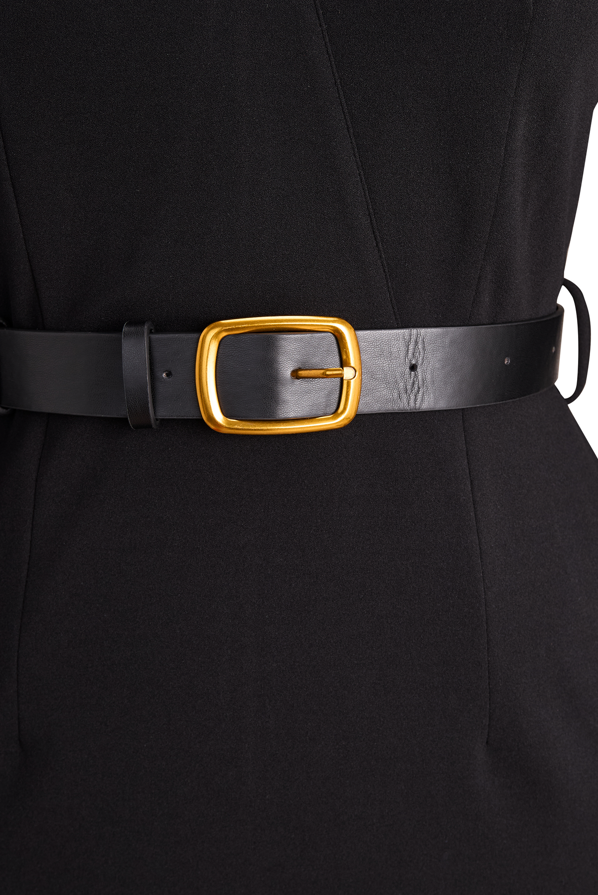 CATHERINE | REFINED BLACK BELTED DRESS