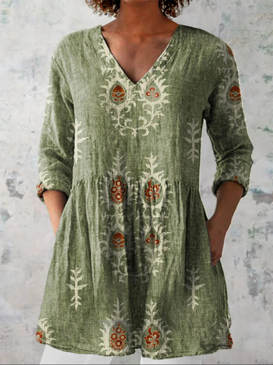 Willow | Vintage Floral V-Neck Shirt