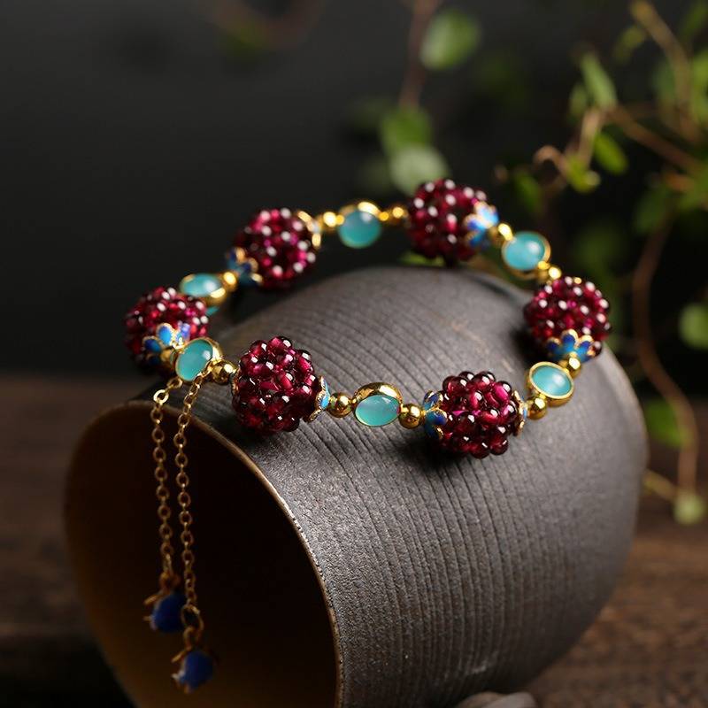 Berry Stone Bracelet with Charms