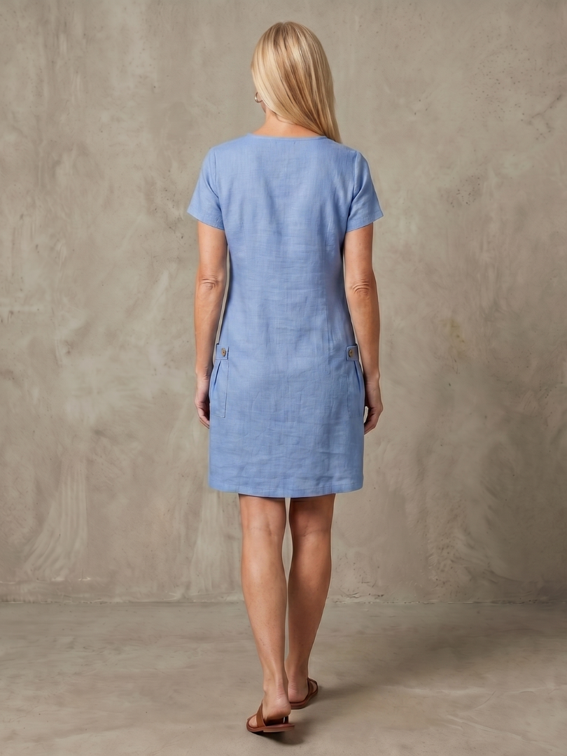 BONNIE | Cotton Linen Zip Dress With Pockets
