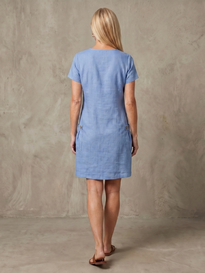 BONNIE | Cotton Linen Zip Dress With Pockets