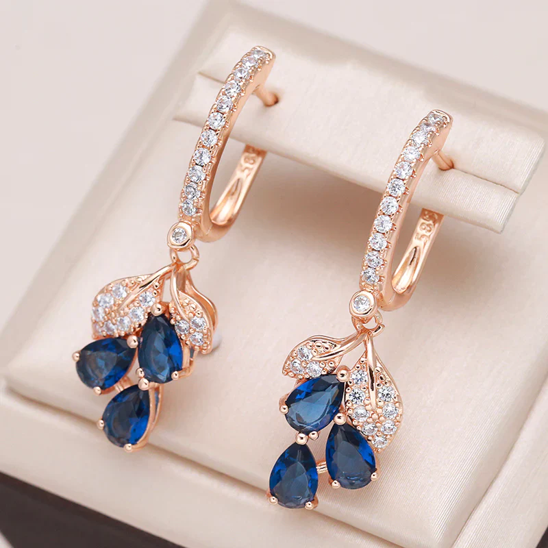 Kathy - 18K rose gold-plated sapphire petal earrings