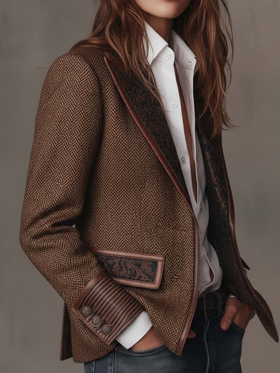 Jacqueline™ | Tailored Herringbone Blazer