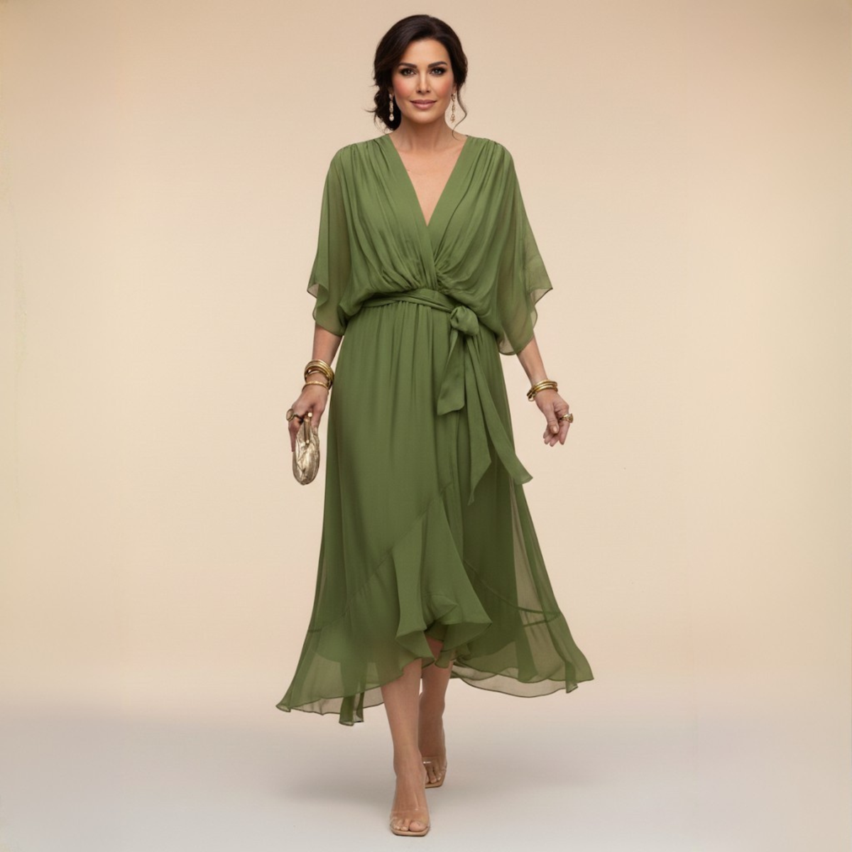 DANIELLE | CHIFFON V-NECK DRESS