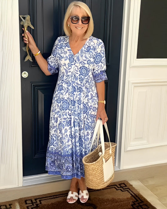 Violet | Graceful V-Neck Floral Dress
