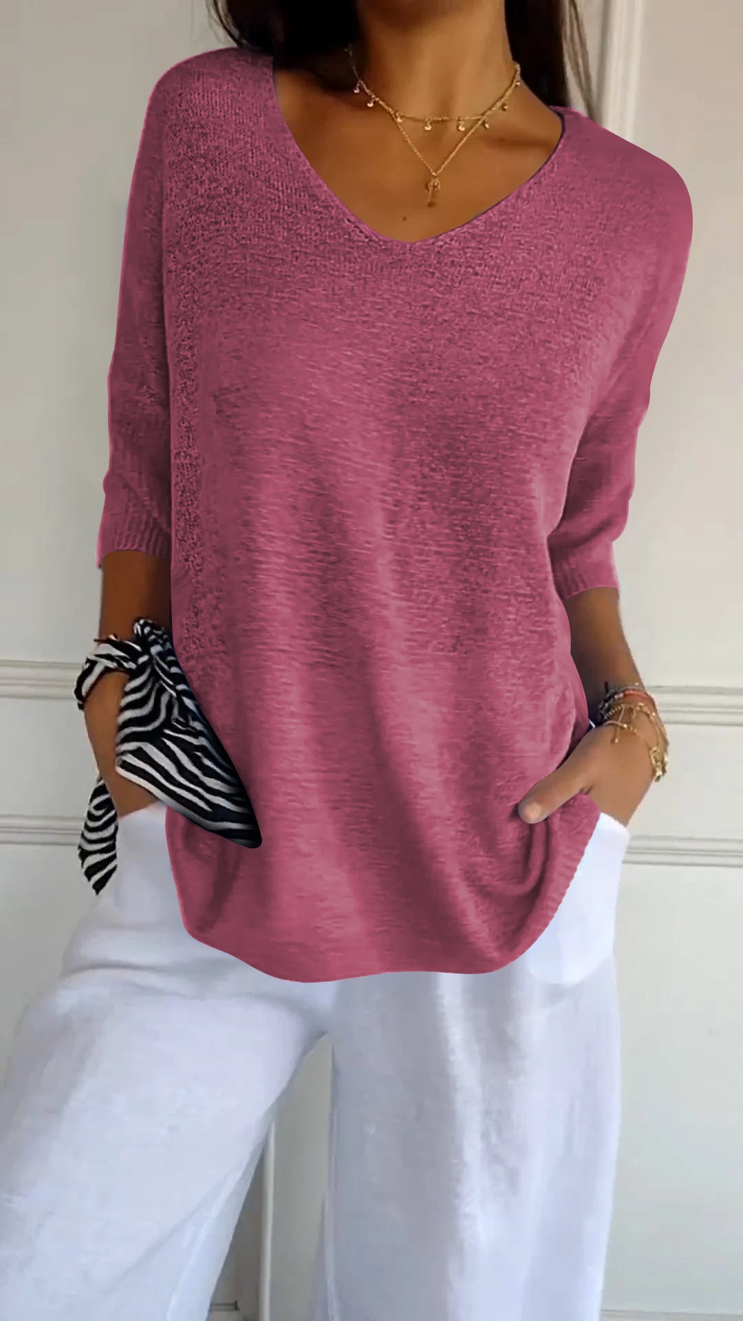 Anna | Women’s V-Neck Knit Top