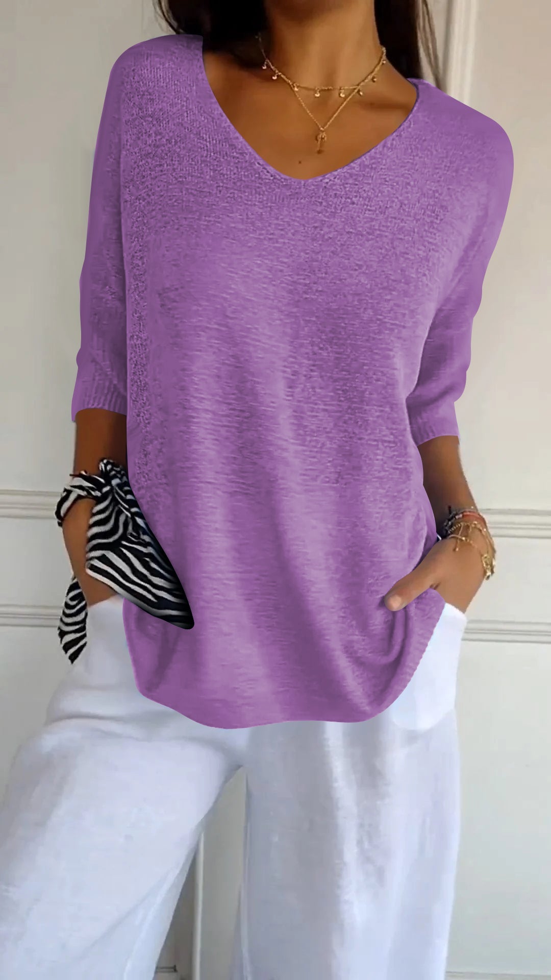 Anna | Women’s V-Neck Knit Top
