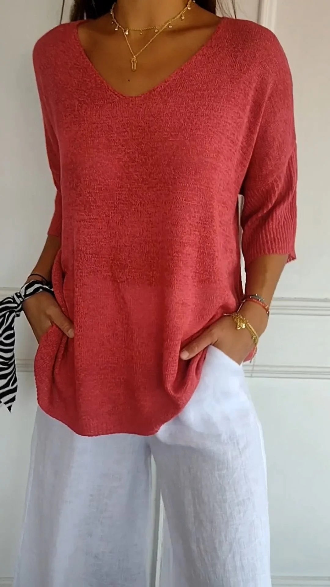 Anna | Women’s V-Neck Knit Top