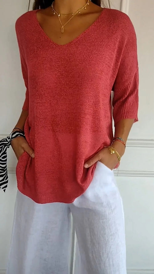 Anna | Women’s V-Neck Knit Top