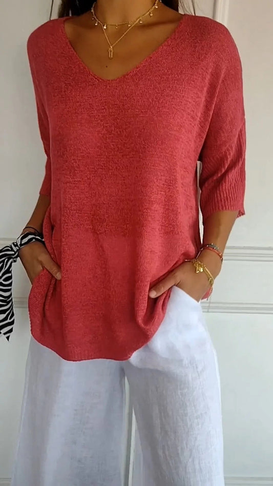 Anna | Women’s V-Neck Knit Top