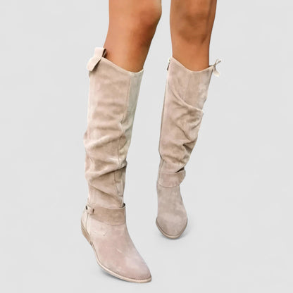 Natalie™ | Suede-Look Knee-High Low-Heel Boots