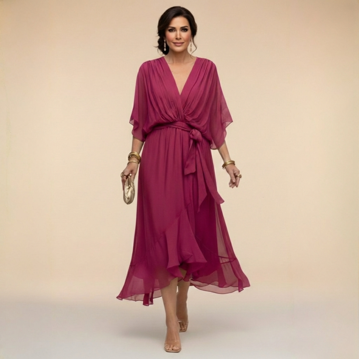 DANIELLE | CHIFFON V-NECK DRESS