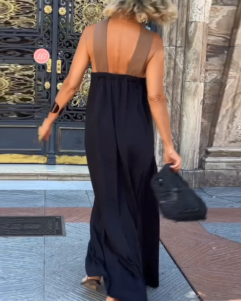 Lauren™ | Women's Long Dress with Crossover Neckline