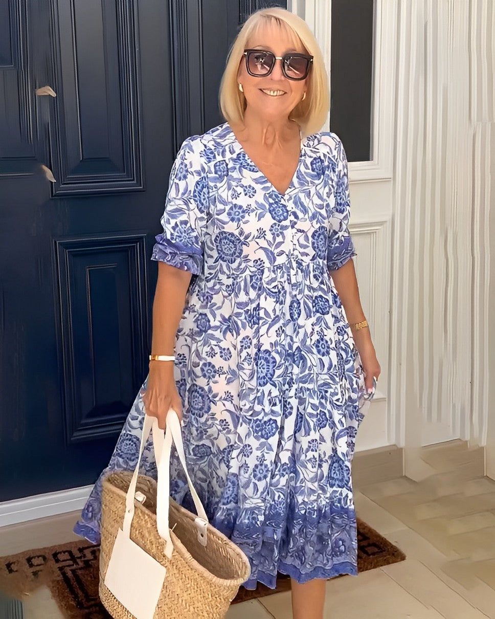 Violet | Graceful V-Neck Floral Dress