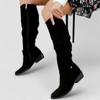 Natalie™ | Suede-Look Knee-High Low-Heel Boots
