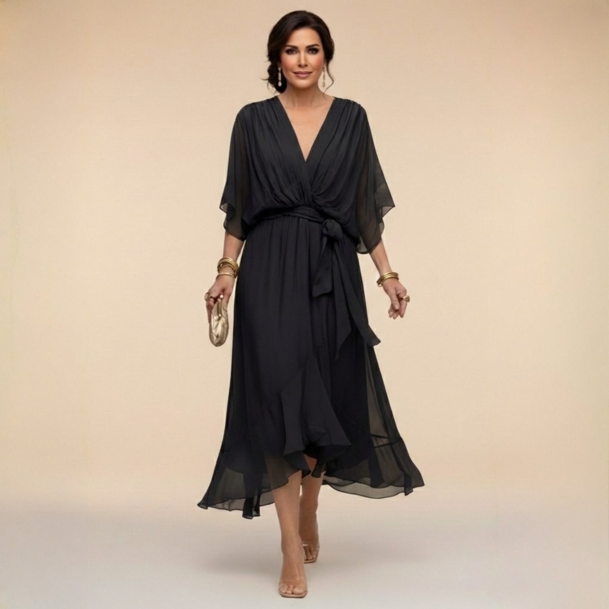 DANIELLE | CHIFFON V-NECK DRESS