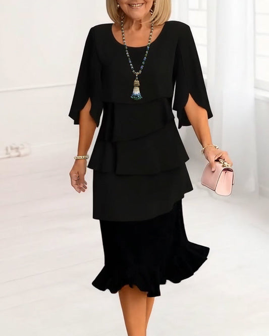 Elaine | Elegant Comfort Ruffle Dress