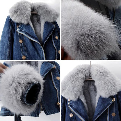 Olivia | Slim Fit Fur Lined Denim Jacket