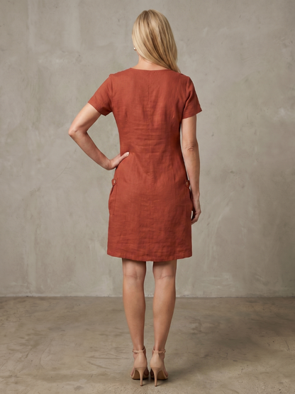 BONNIE | Cotton Linen Zip Dress With Pockets