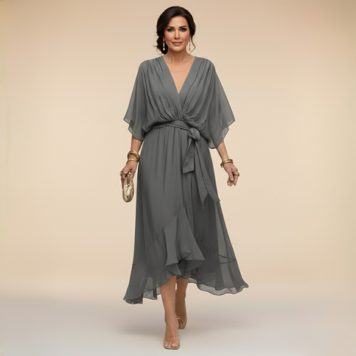 DANIELLE | CHIFFON V-NECK DRESS