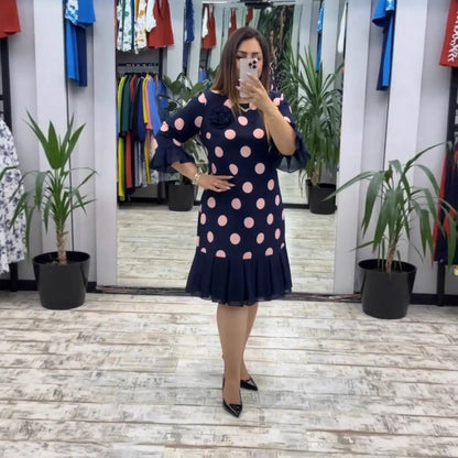 VICTORIA | PLEATED POLKA DOT DRESS
