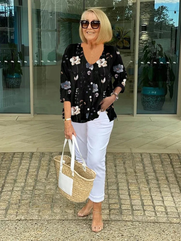 Elodie – Floral Blouse With Soft Drape