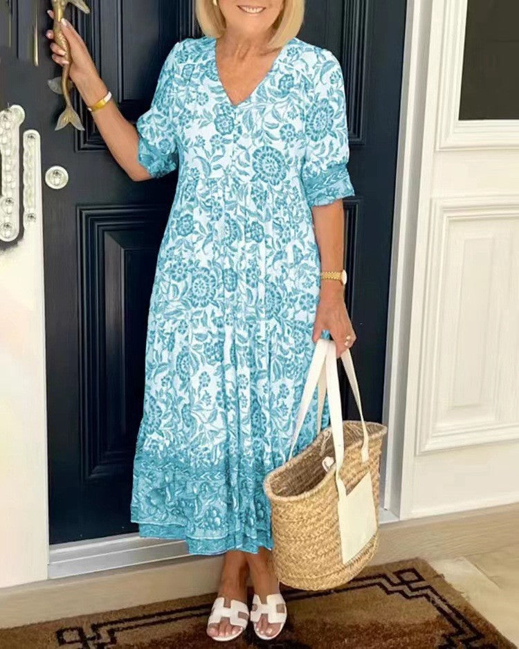 Violet | Graceful V-Neck Floral Dress