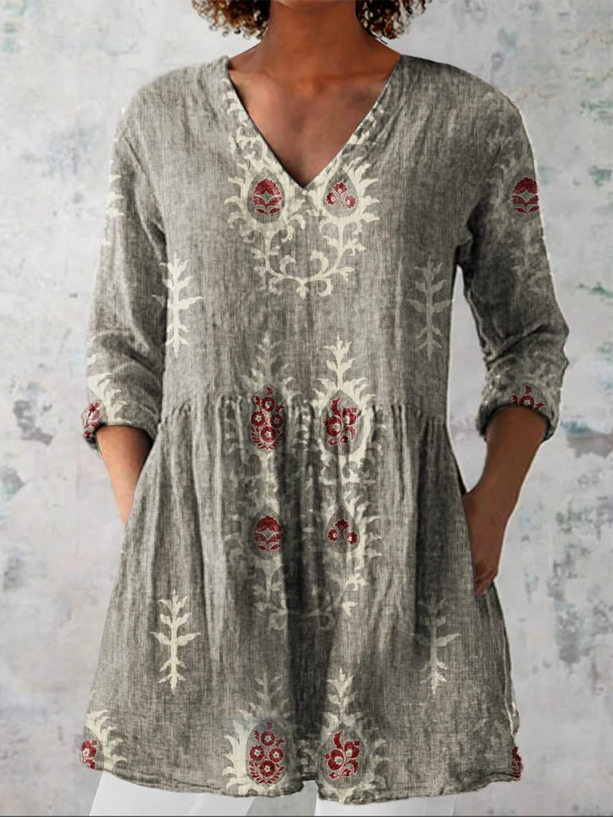 Willow | Vintage Floral V-Neck Shirt