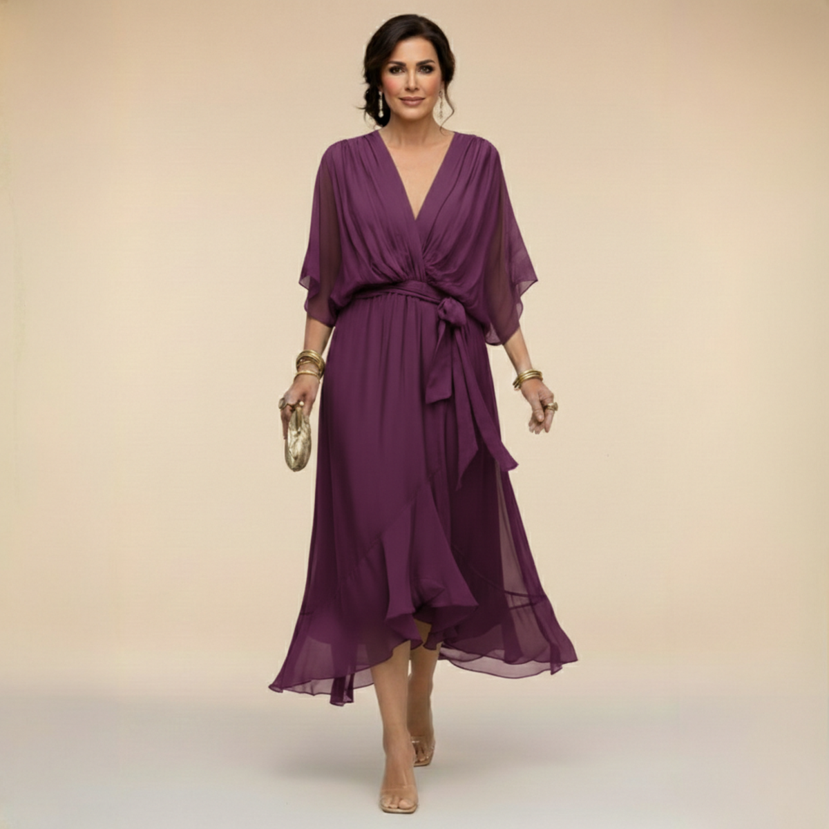 DANIELLE | CHIFFON V-NECK DRESS