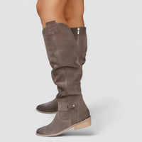 Natalie™ | Suede-Look Knee-High Low-Heel Boots