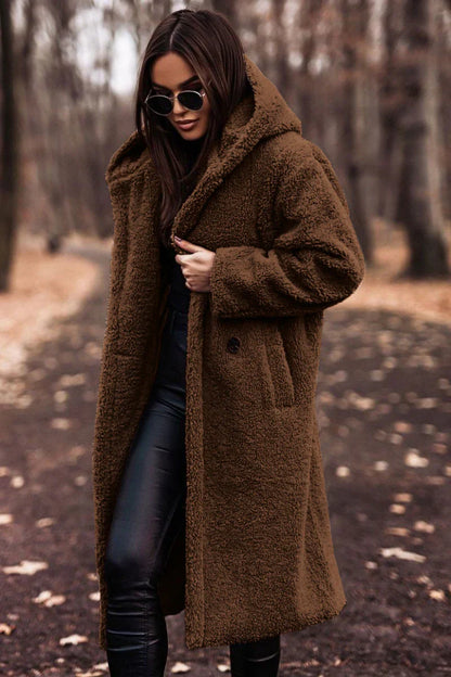 ARVIA - long teddy coat with hood