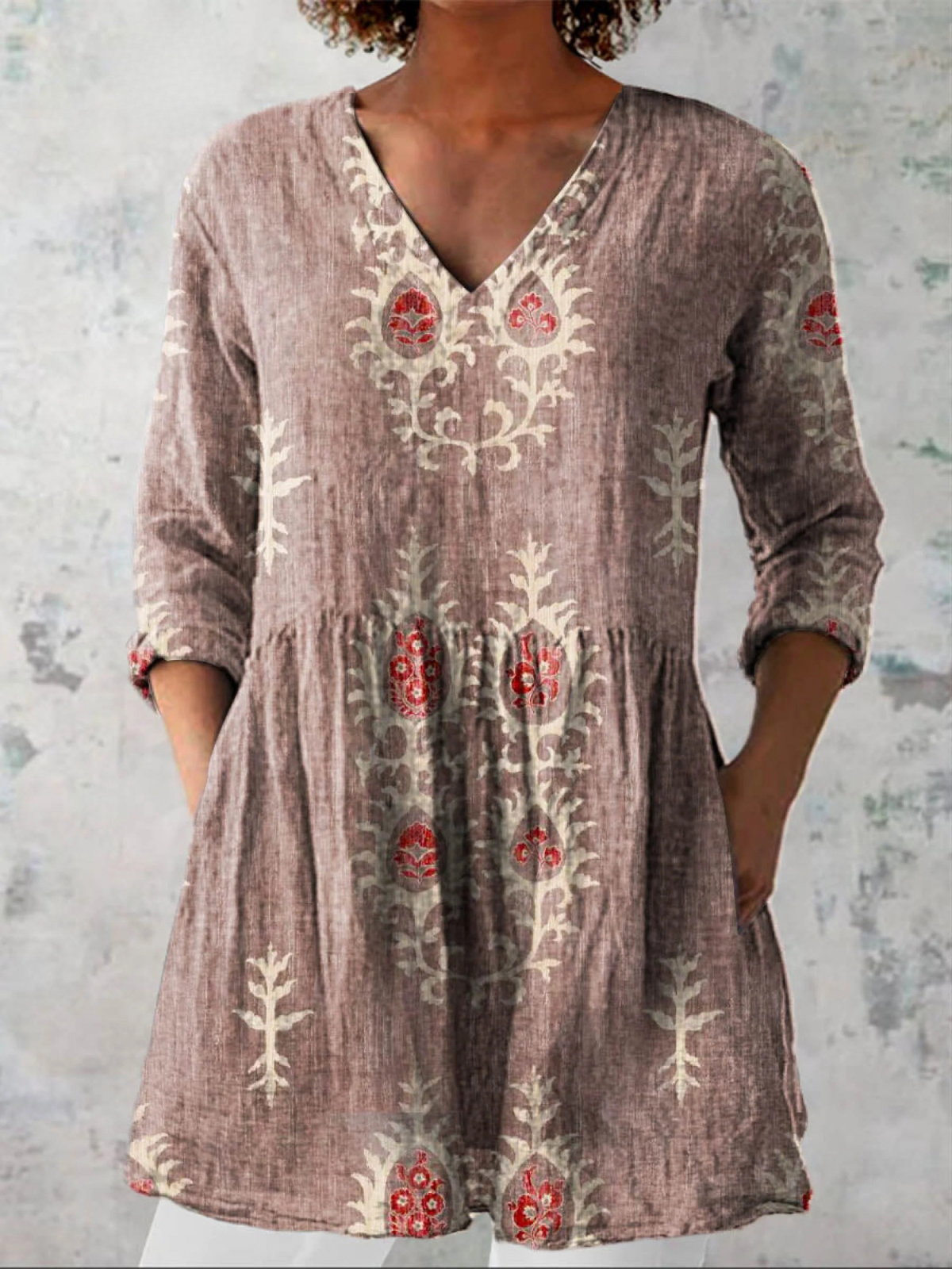 Willow | Vintage Floral V-Neck Shirt