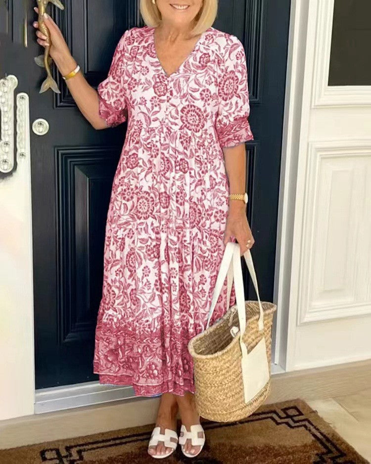 Violet | Graceful V-Neck Floral Dress