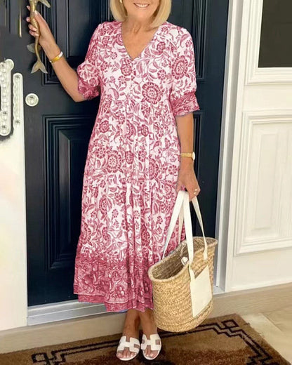 Violet | Graceful V-Neck Floral Dress